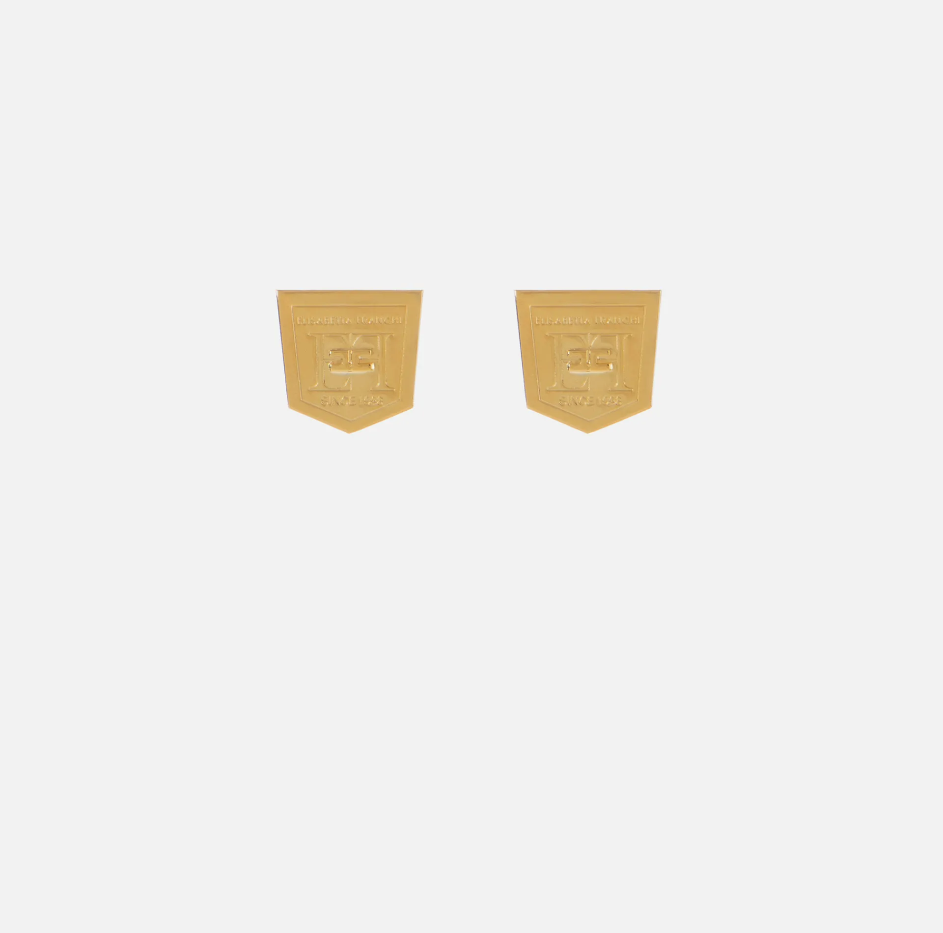Elisabetta Franchi Jewelry|Logo emblem earrings YellowGold
