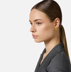 Elisabetta Franchi Jewelry|Logo emblem earrings YellowGold