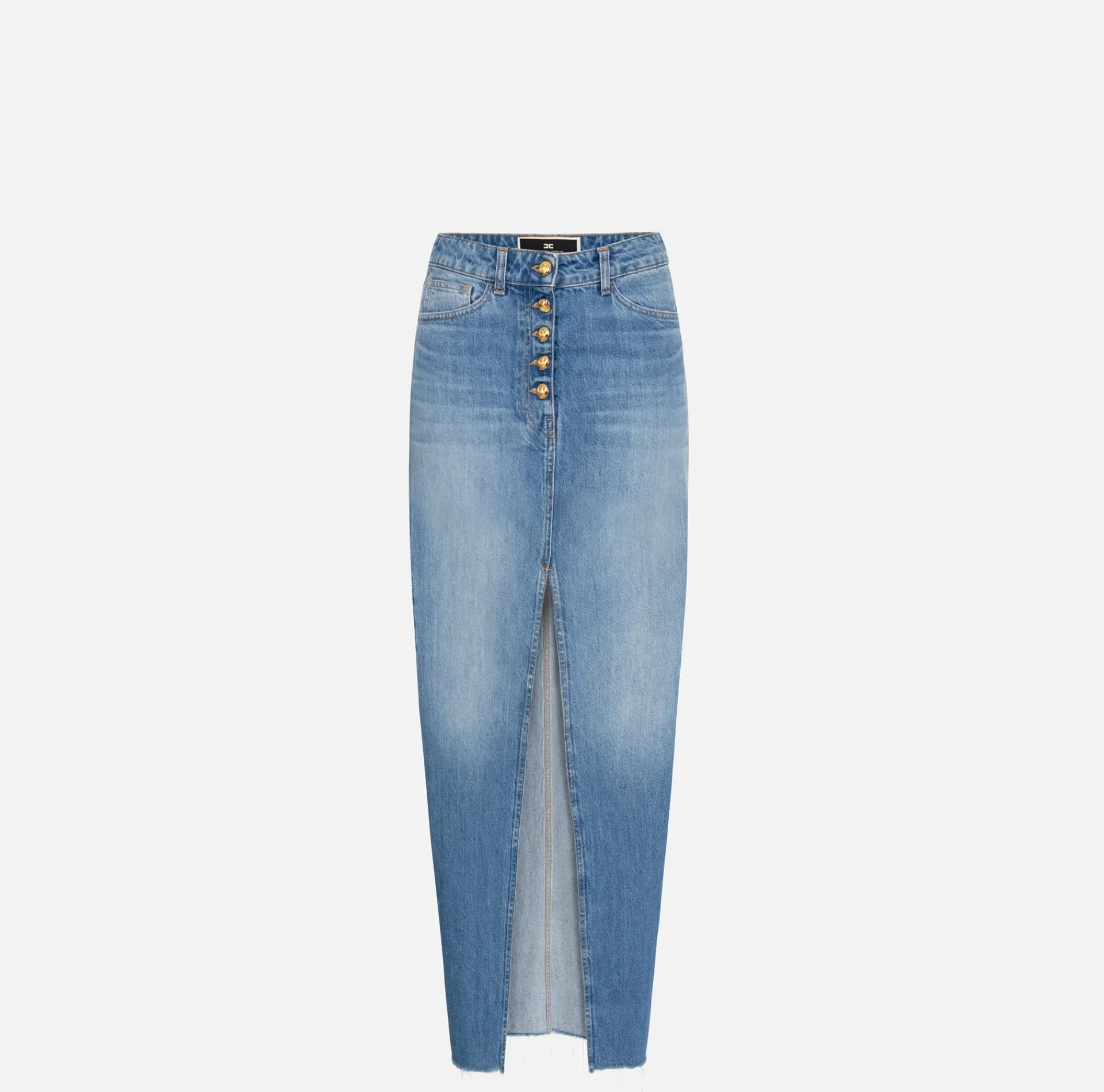 Elisabetta Franchi Skirts|Long denim skirt with slit