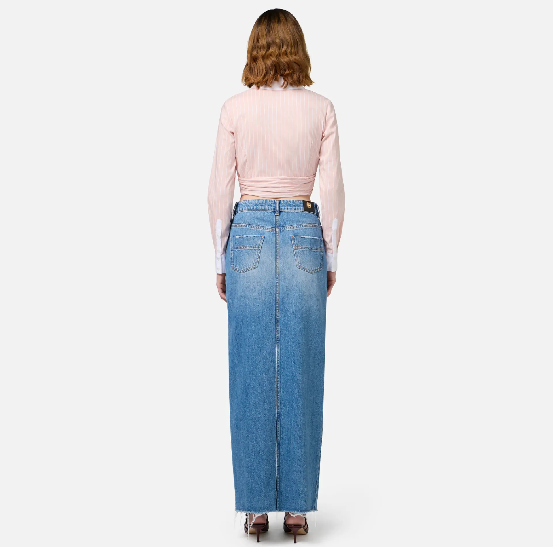 Elisabetta Franchi Skirts|Long denim skirt with slit Lightdenim