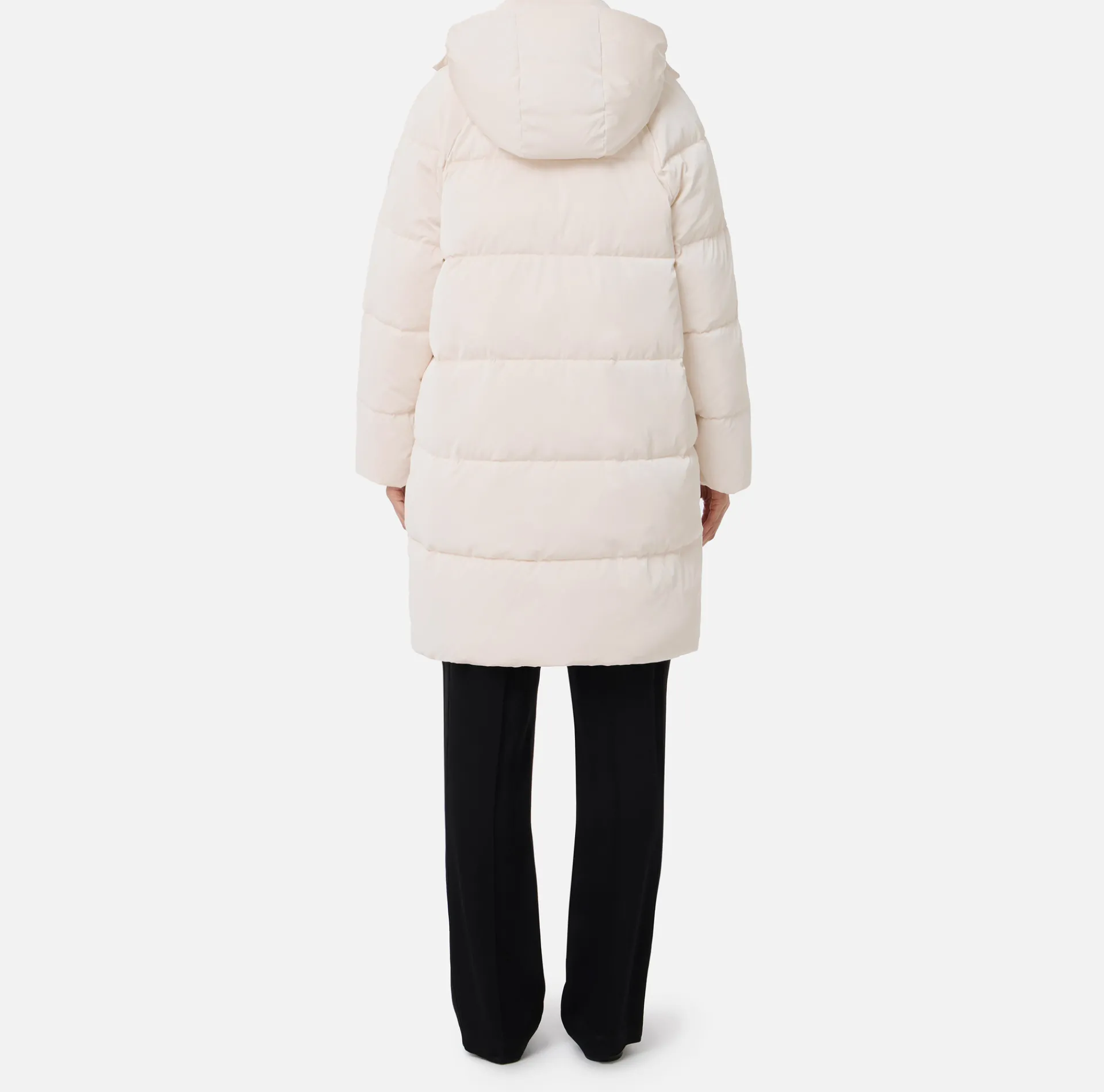 Elisabetta Franchi Coats And Jackets|Long satin nylon down jacket with hood Latex