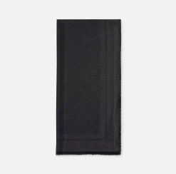 Elisabetta Franchi Scarves|Lurex jacquard pashmina scarf with diagonal stripe pattern and logo Black