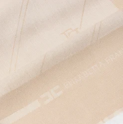 Elisabetta Franchi Scarves|Lurex jacquard pashmina scarf with diagonal stripe pattern and logo Cream