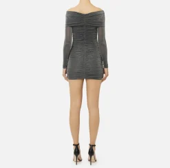 Elisabetta Franchi Mini Dresses|Dresses|Lurex jersey mini-dress with zip Lead