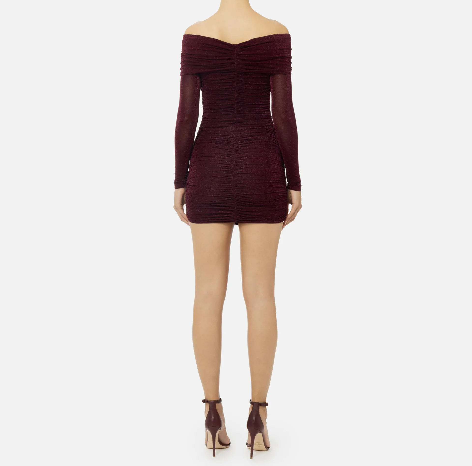 Elisabetta Franchi Mini Dresses|Dresses|Lurex jersey mini-dress with zip RougeNoir