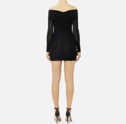 Elisabetta Franchi Mini Dresses|Dresses|Lurex jersey mini-dress with zip Black