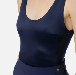 Elisabetta Franchi Top And T-Shirts|Lycra bodysuit with elasticated logoed bands Navy