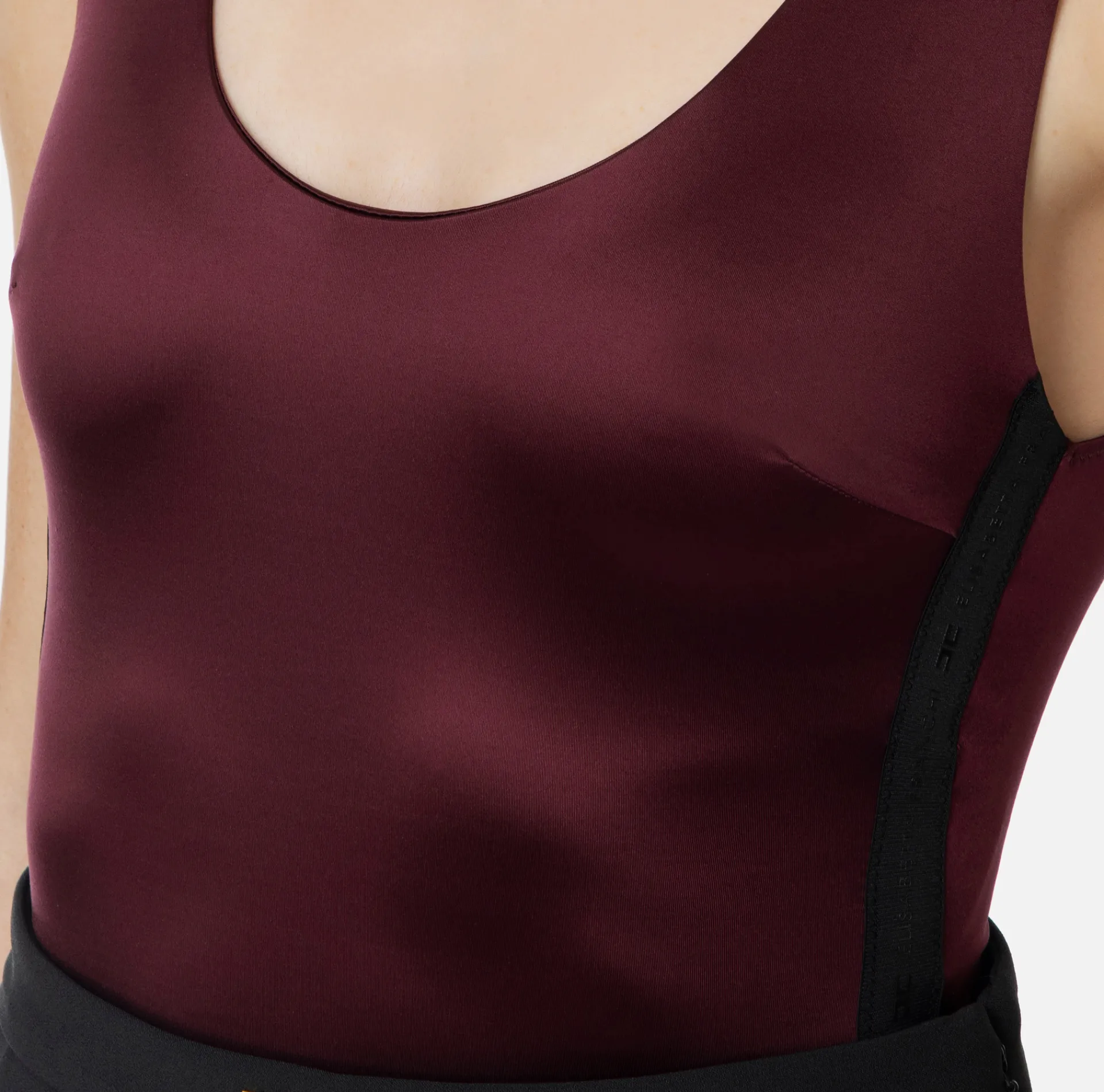 Elisabetta Franchi Top And T-Shirts|Lycra bodysuit with elasticated logoed bands RougeNoir