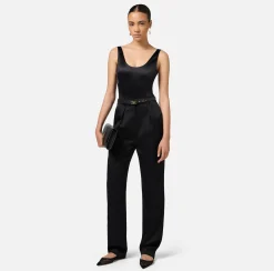 Elisabetta Franchi Top And T-Shirts|Lycra bodysuit with elasticated logoed bands Black
