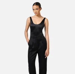 Elisabetta Franchi Top And T-Shirts|Lycra bodysuit with elasticated logoed bands Black