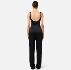 Elisabetta Franchi Top And T-Shirts|Lycra bodysuit with elasticated logoed bands Black