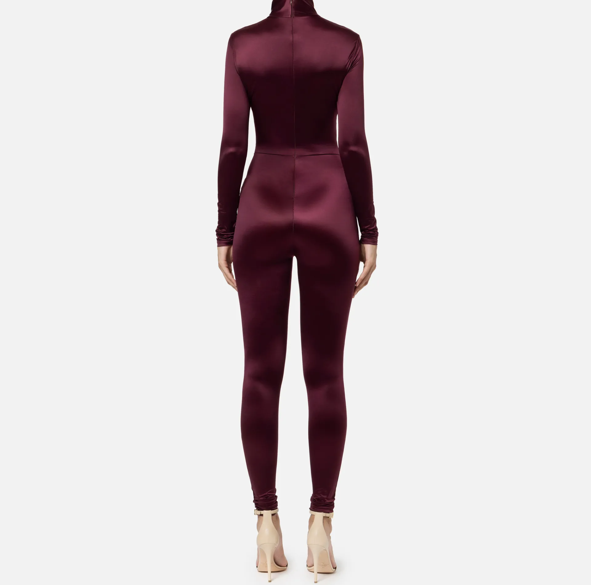 Elisabetta Franchi Jumpsuits|Lycra jumpsuit with cut-out pattern and logo accessory RougeNoir