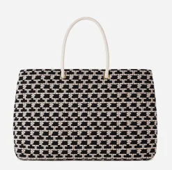 Elisabetta Franchi Shoulder Bags|Madame Monogram Shopper Bag With Logo Black/Butter