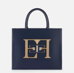 Elisabetta Franchi Handbags|Medium handbag with logo Navy