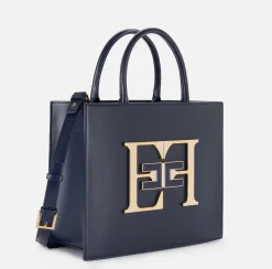 Elisabetta Franchi Handbags|Medium handbag with logo Navy
