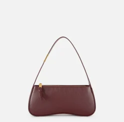 Elisabetta Franchi Shoulder Bags|Medium hobo bag in shiny Nappa leather RougeNoir