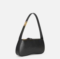Elisabetta Franchi Shoulder Bags|Medium hobo bag in shiny Nappa leather Black