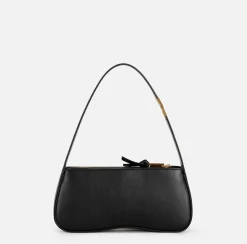 Elisabetta Franchi Shoulder Bags|Medium hobo bag in shiny Nappa leather Black
