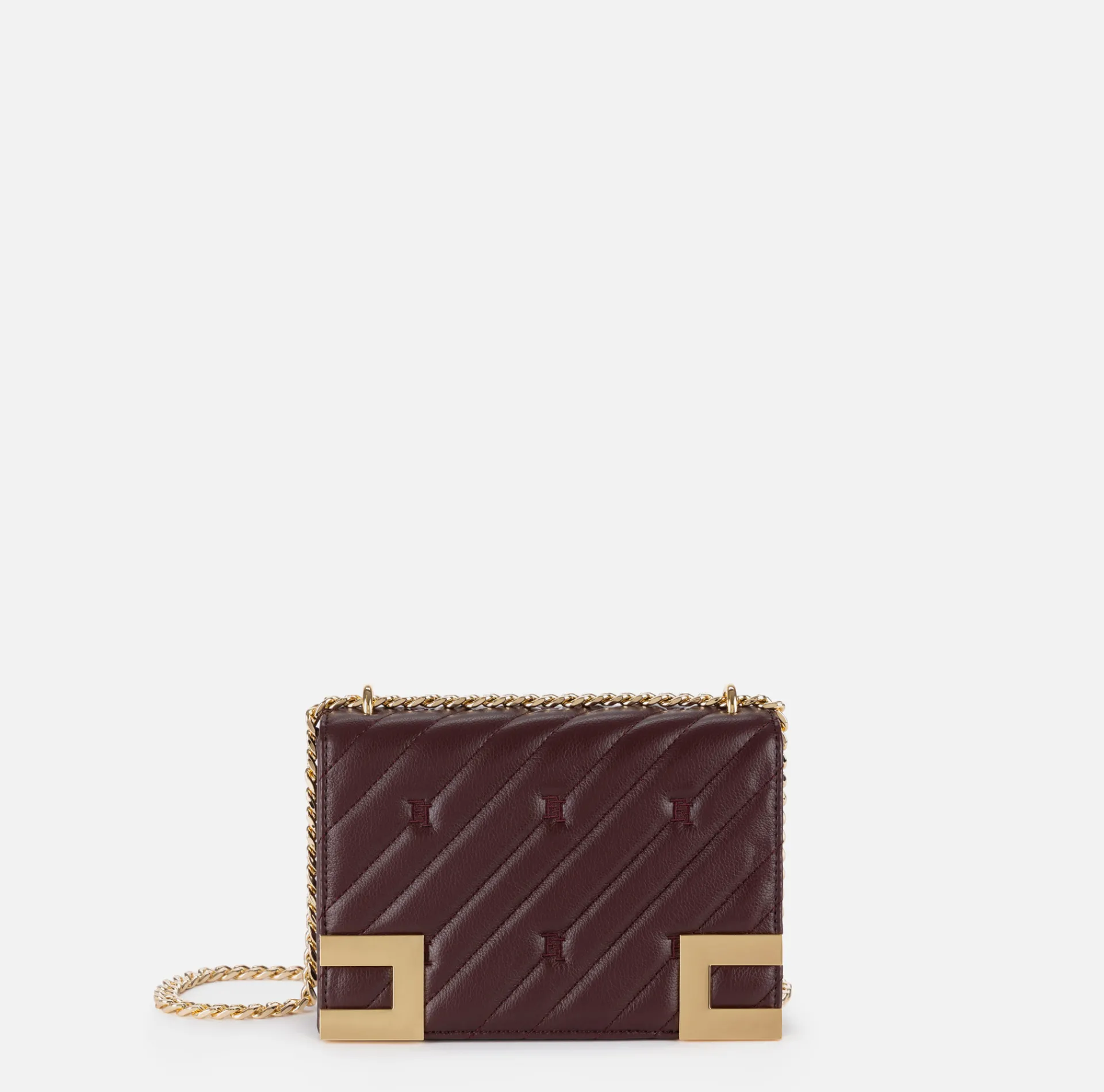 Elisabetta Franchi Strap Bags|Medium quilted bag with shoulder strap RougeNoir