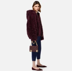 Elisabetta Franchi Strap Bags|Medium quilted bag with shoulder strap RougeNoir