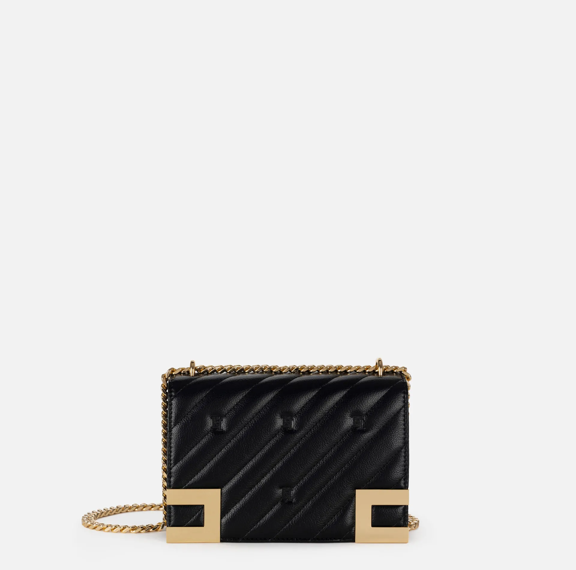 Elisabetta Franchi Strap Bags|Medium quilted bag with shoulder strap Black