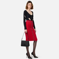 Elisabetta Franchi Shoulder Bags|Medium shoulder bag in embroidered satin