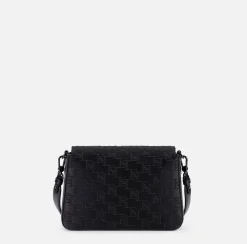 Elisabetta Franchi Shoulder Bags|Medium shoulder bag in embroidered satin Black