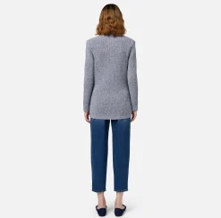 Elisabetta Franchi Jackets And Trench Coats|Knitwear And Sweatshirts|Melange viscose blazer with pockets in technical voile fabric