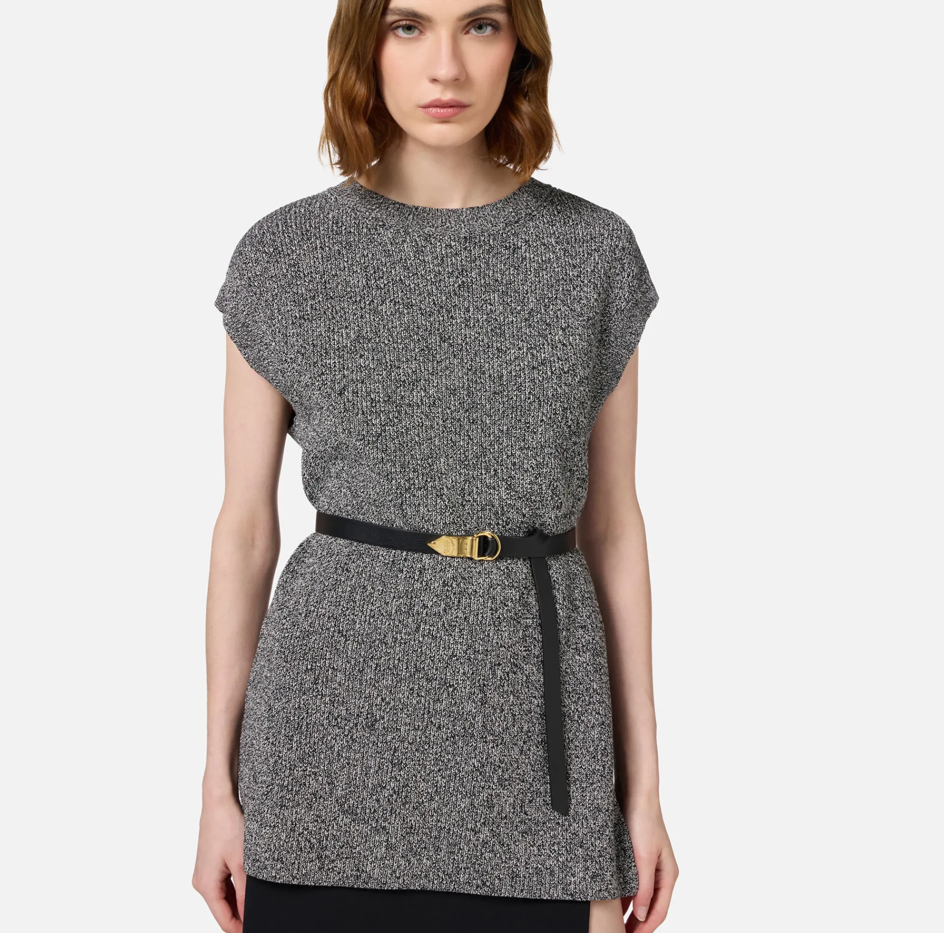 Elisabetta Franchi Knitwear And Sweatshirts|Melange viscose shirt with belt
