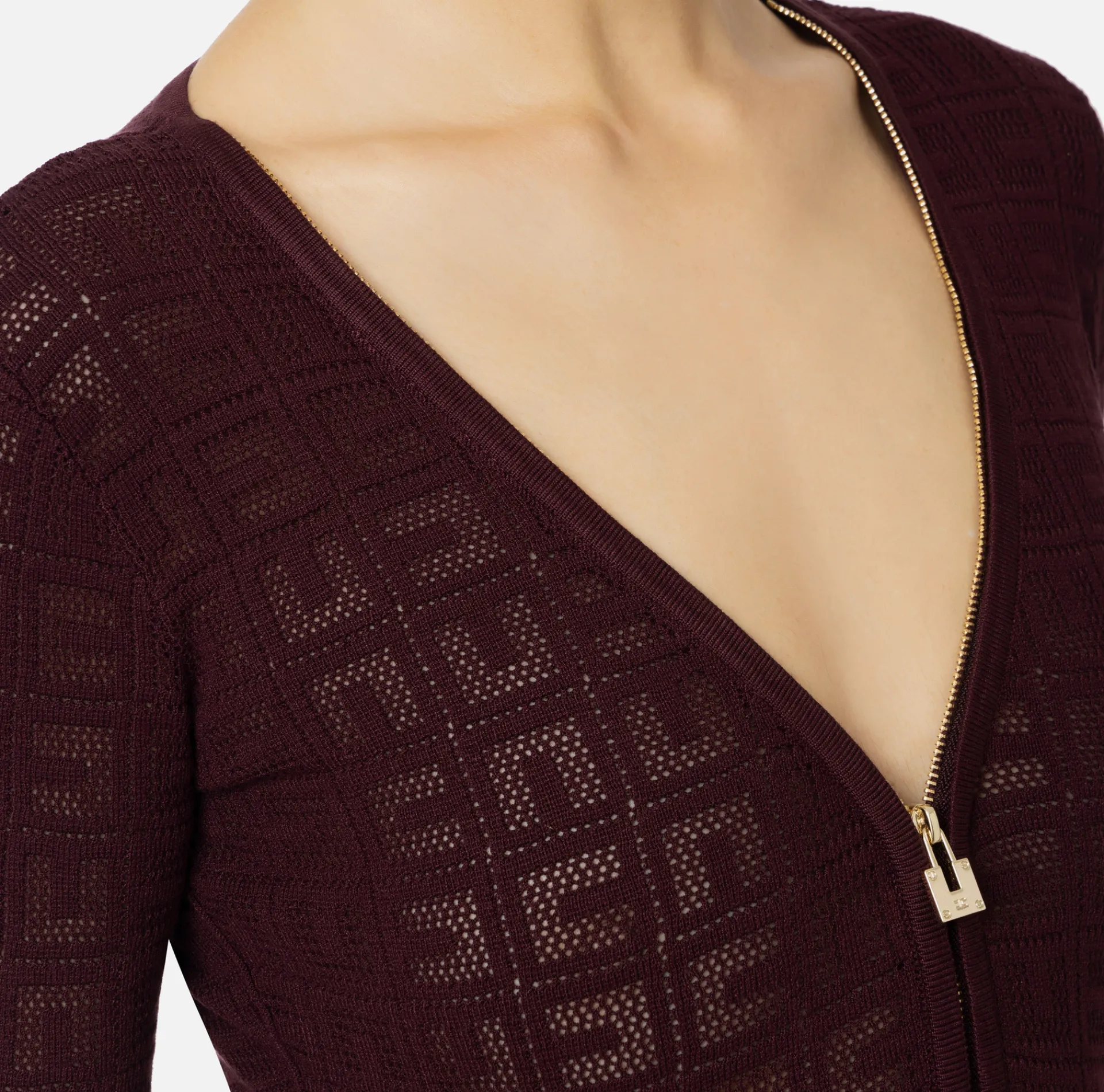 Elisabetta Franchi Top And T-Shirts|Mesh stitch bodysuit in viscose fabric with logo RougeNoir