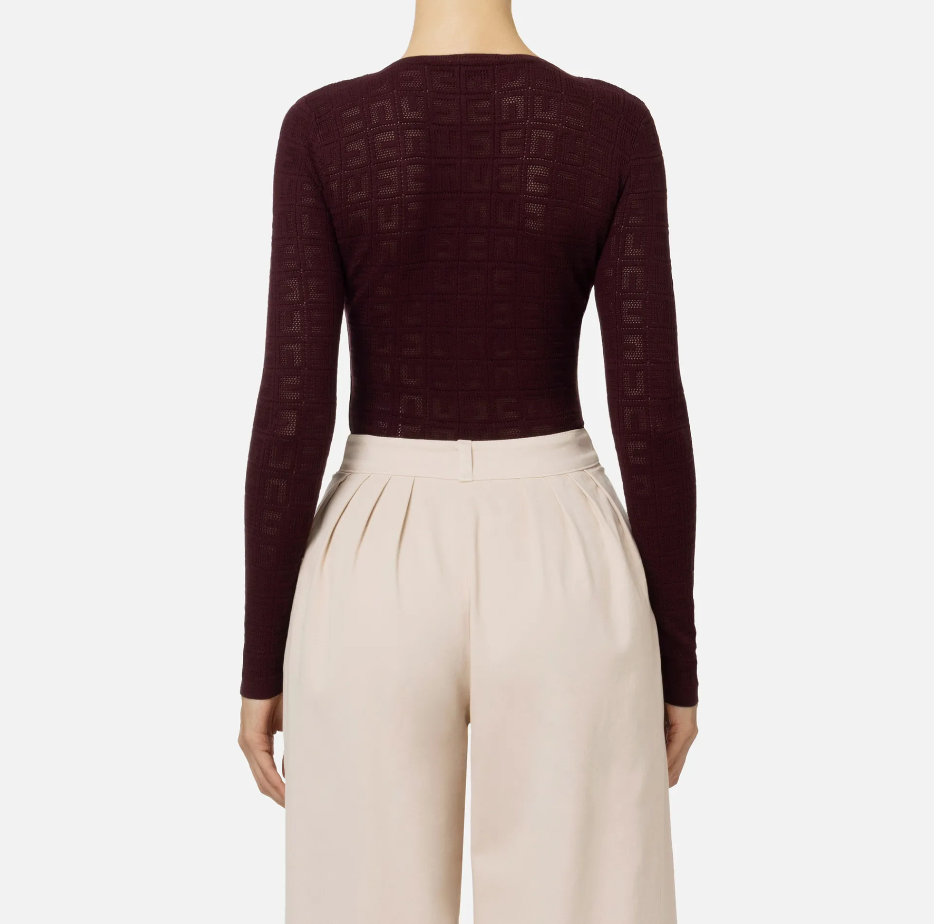 Elisabetta Franchi Top And T-Shirts|Mesh stitch bodysuit in viscose fabric with logo RougeNoir