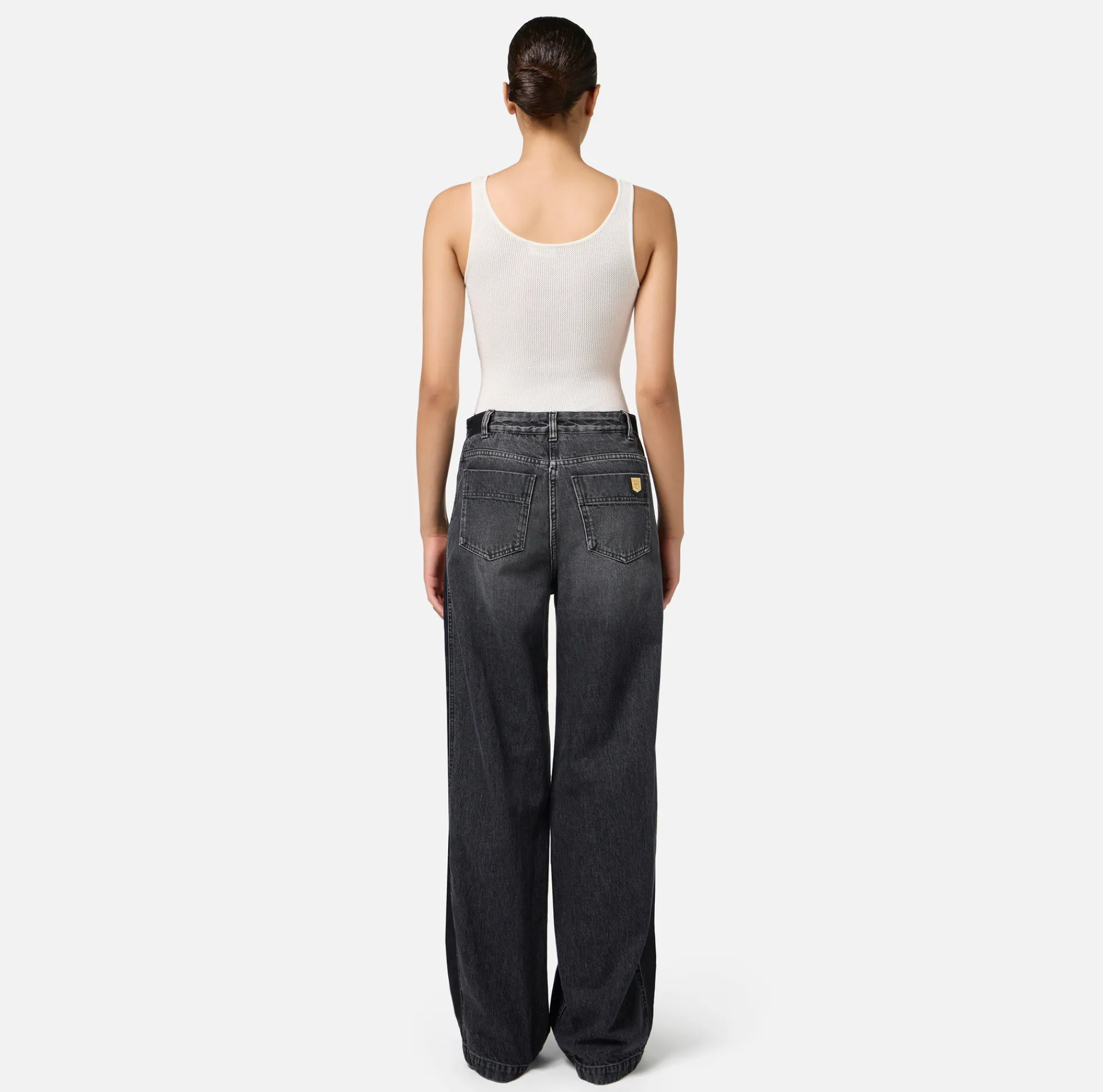 Elisabetta Franchi Top And T-Shirts|Mesh stitch bodysuit in viscose fabric with inlay Ivory