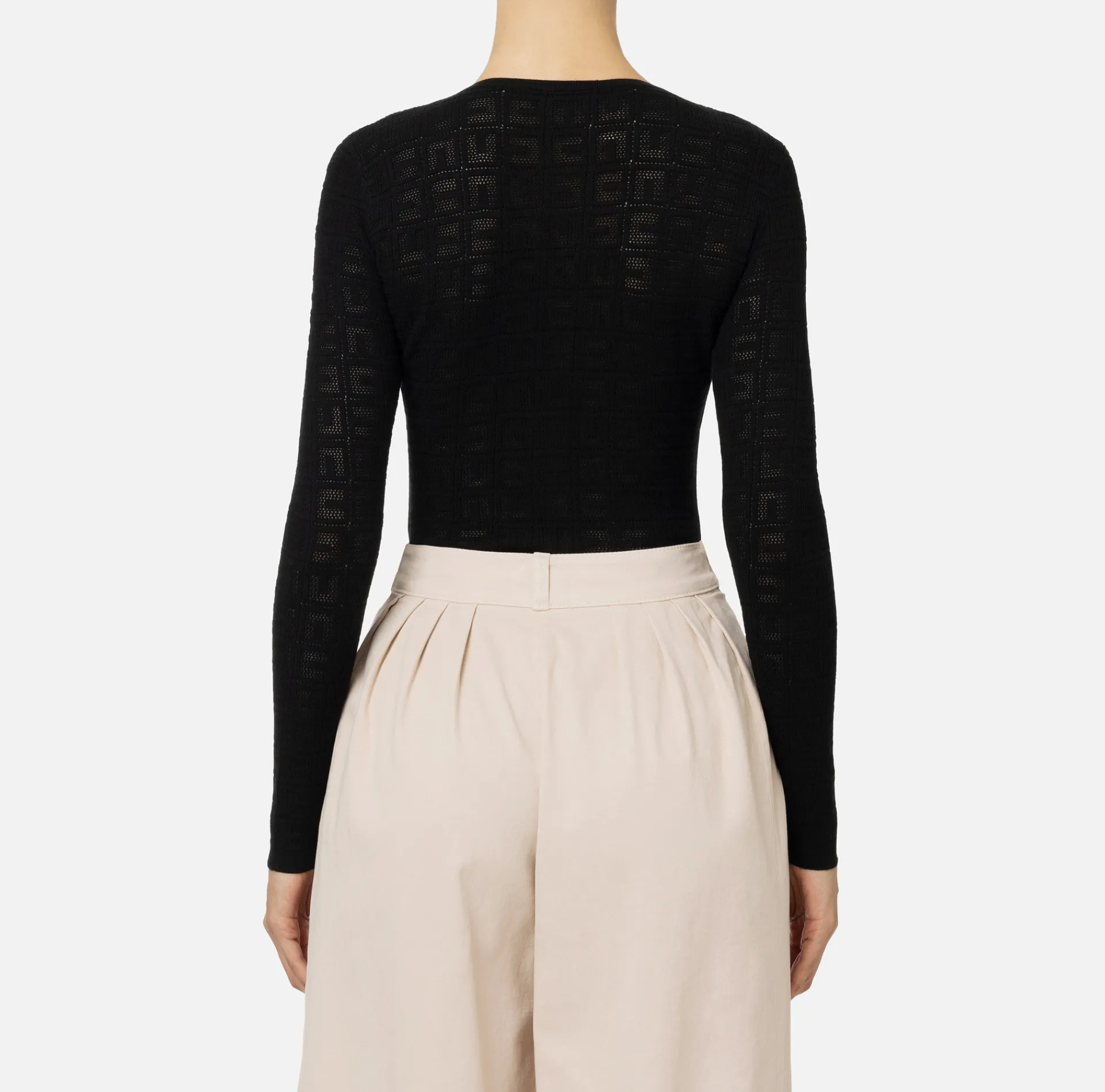 Elisabetta Franchi Top And T-Shirts|Mesh stitch bodysuit in viscose fabric with logo Black
