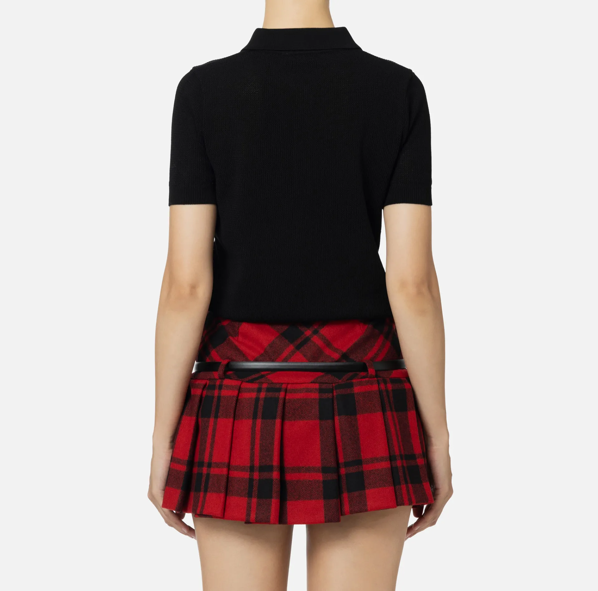 Elisabetta Franchi Knitwear And Sweatshirts|Mesh stitch polo shirt in viscose fabric with inlay Black
