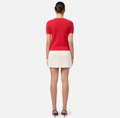 Elisabetta Franchi Knitwear And Sweatshirts|Mesh stitch shirt in viscose fabric with inlay RedPassion