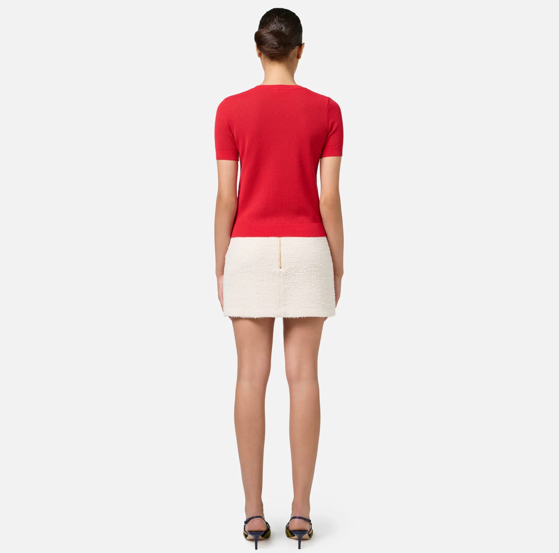 Elisabetta Franchi Knitwear And Sweatshirts|Mesh stitch shirt in viscose fabric with inlay RedPassion