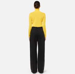 Elisabetta Franchi Knitwear And Sweatshirts|Mesh stitch turtleneck in viscose fabric with inlay Mimosa