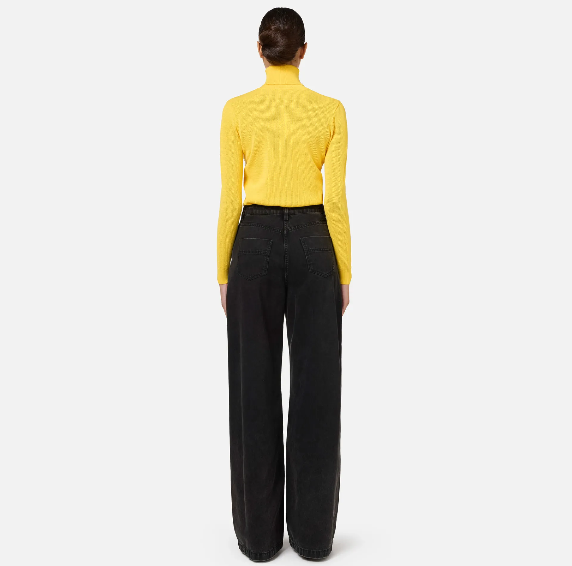 Elisabetta Franchi Knitwear And Sweatshirts|Mesh stitch turtleneck in viscose fabric with inlay Mimosa