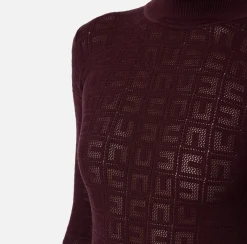 Elisabetta Franchi Dresses|Mini Dresses|Mesh stitch viscose mini dress with logo RougeNoir