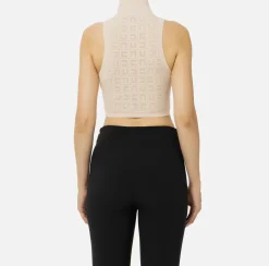 Elisabetta Franchi Top And T-Shirts|Mesh stitch viscose top with logo Butter