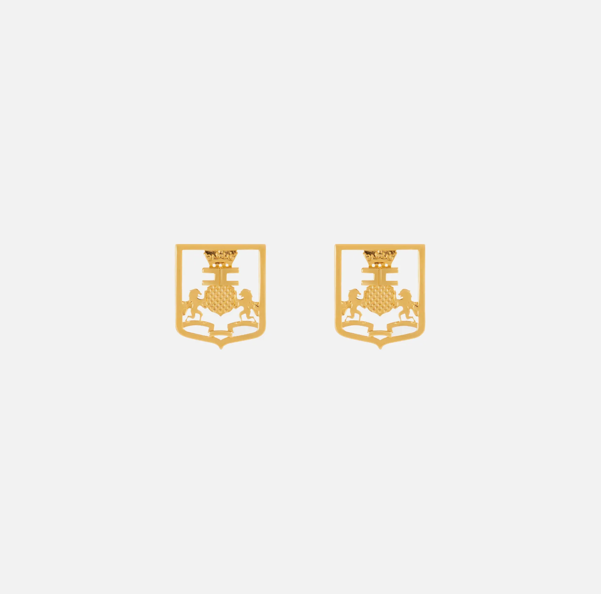Elisabetta Franchi Jewelry|Metal Logo emblem earrings YellowGold
