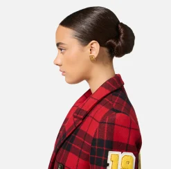 Elisabetta Franchi Jewelry|Metal Logo emblem earrings YellowGold