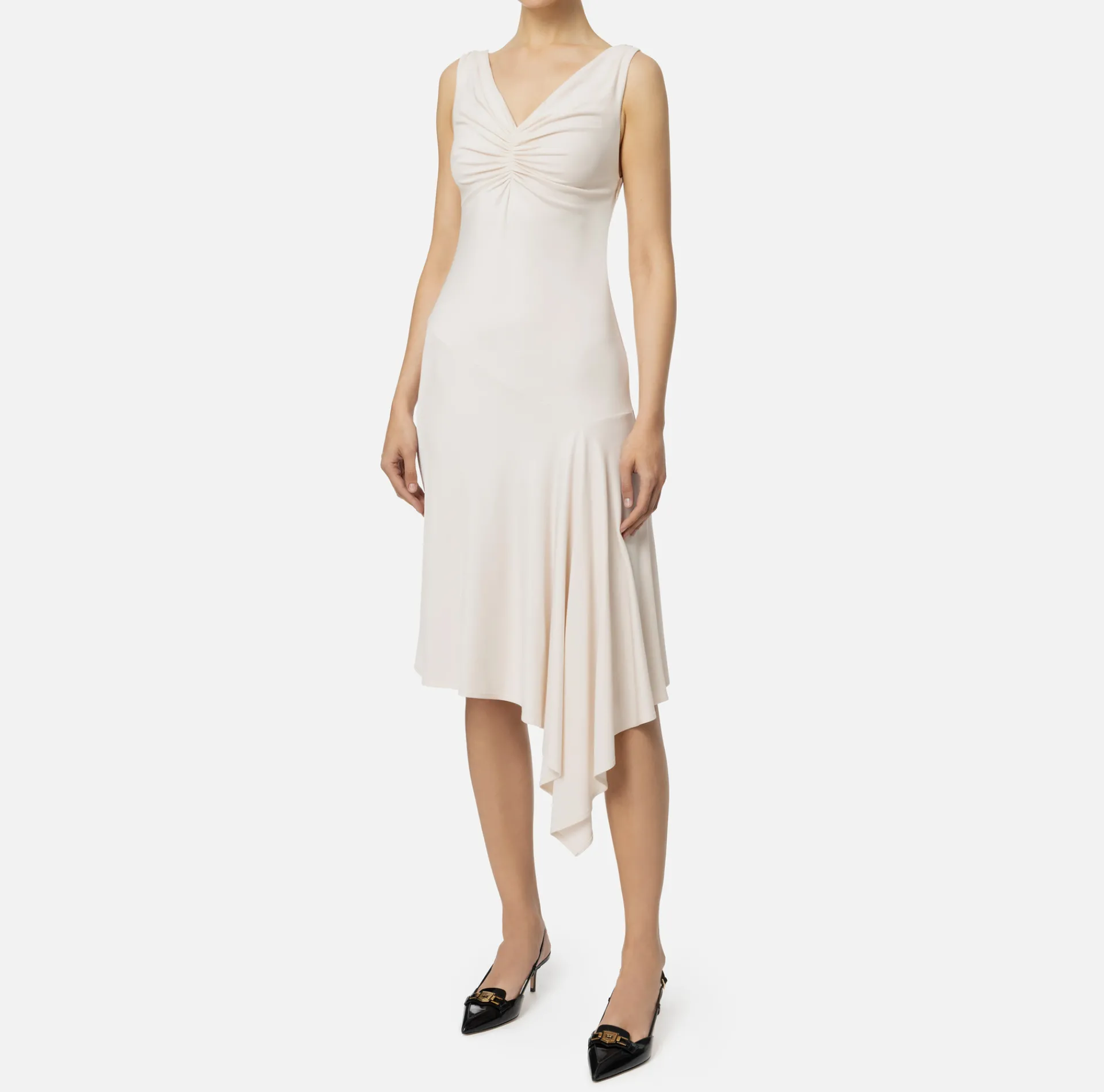 Elisabetta Franchi Midi Dresses|Dresses|Midi dress in crêpe jersey fabric Latex