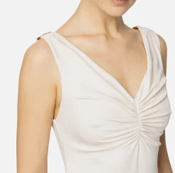 Elisabetta Franchi Midi Dresses|Dresses|Midi dress in crêpe jersey fabric Latex