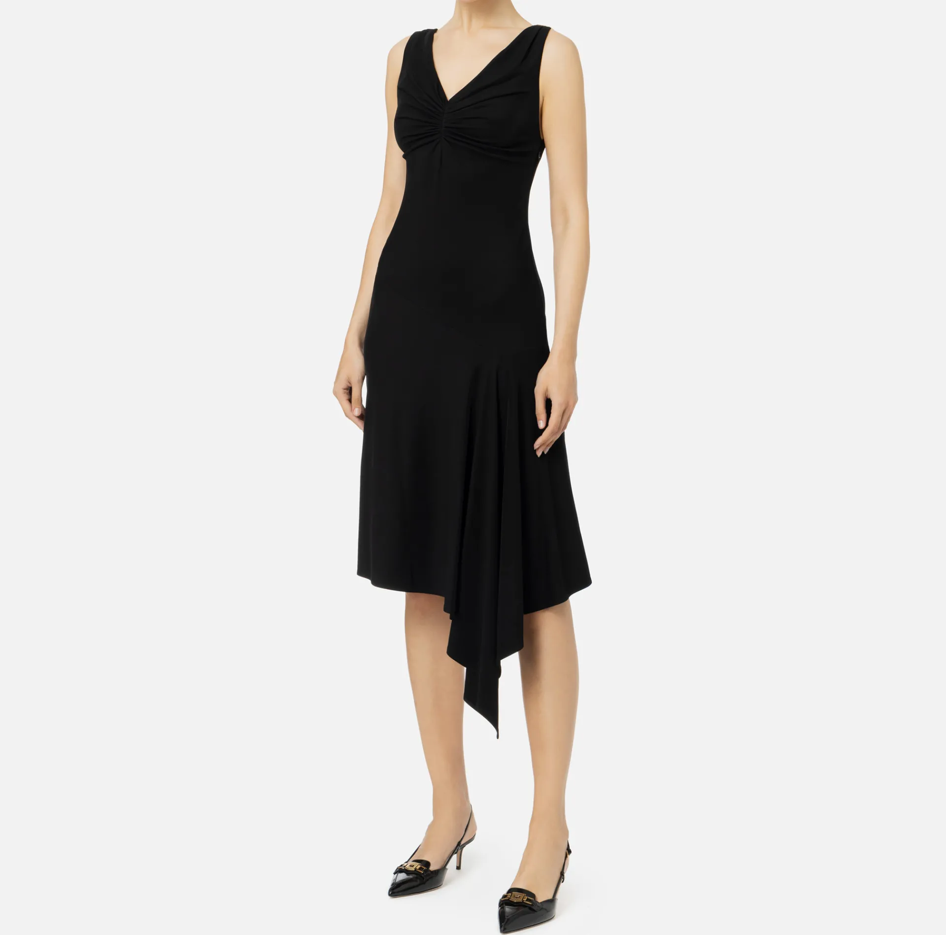 Elisabetta Franchi Midi Dresses|Dresses|Midi dress in crêpe jersey fabric Black