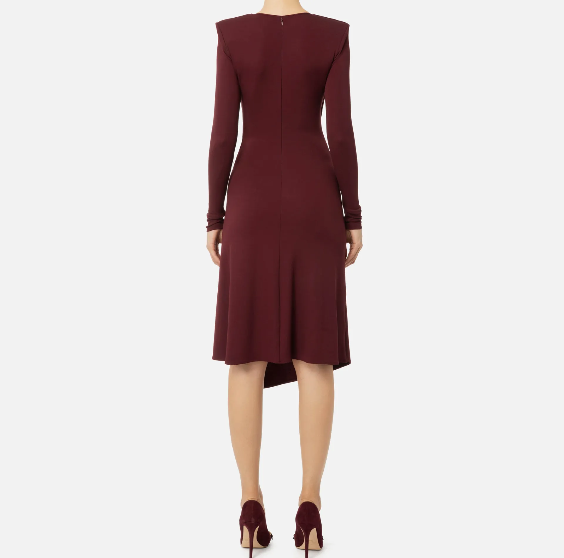Elisabetta Franchi Midi Dresses|Dresses|Midi dress in draped jersey with necklace RougeNoir