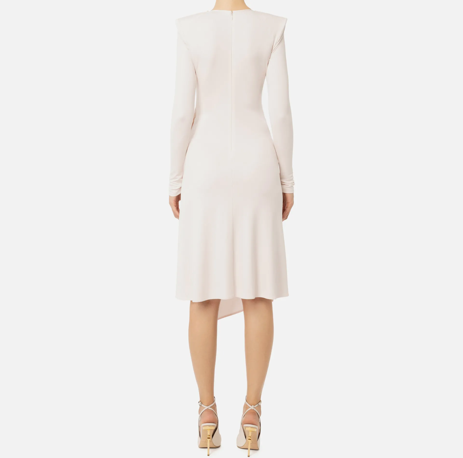 Elisabetta Franchi Midi Dresses|Dresses|Midi dress in draped jersey with necklace Latex