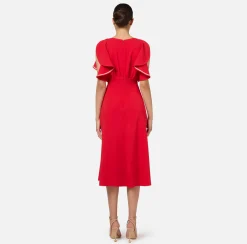 Elisabetta Franchi Dresses|Midi Dresses|Midi dress in flowing crêpe fabric with cap sleeves