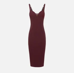 Elisabetta Franchi Sheath Dresses|Midi Dresses|Midi dress in stretch crêpe fabric with cup cut RougeNoir