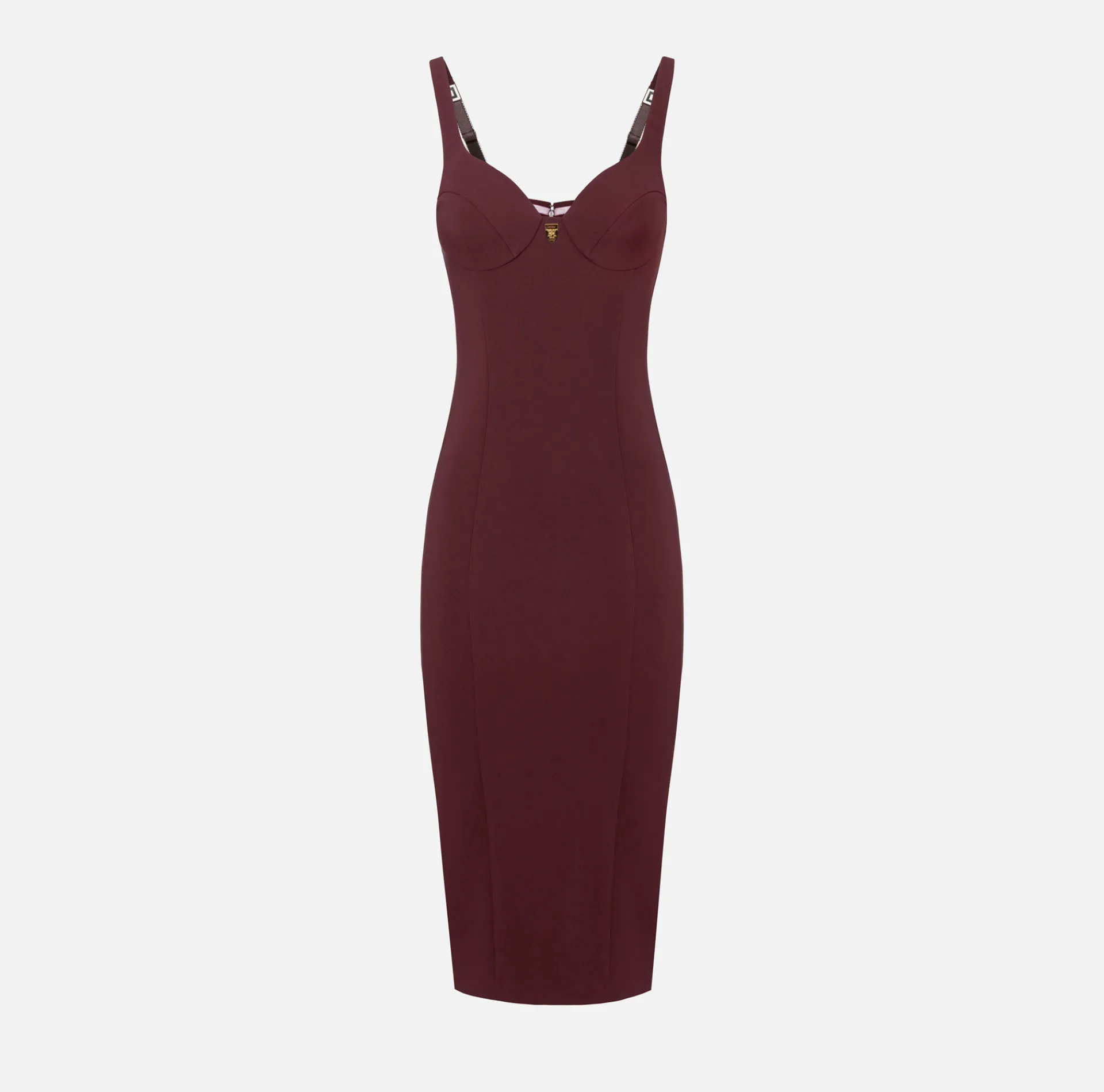 Elisabetta Franchi Sheath Dresses|Midi Dresses|Midi dress in stretch crêpe fabric with cup cut RougeNoir
